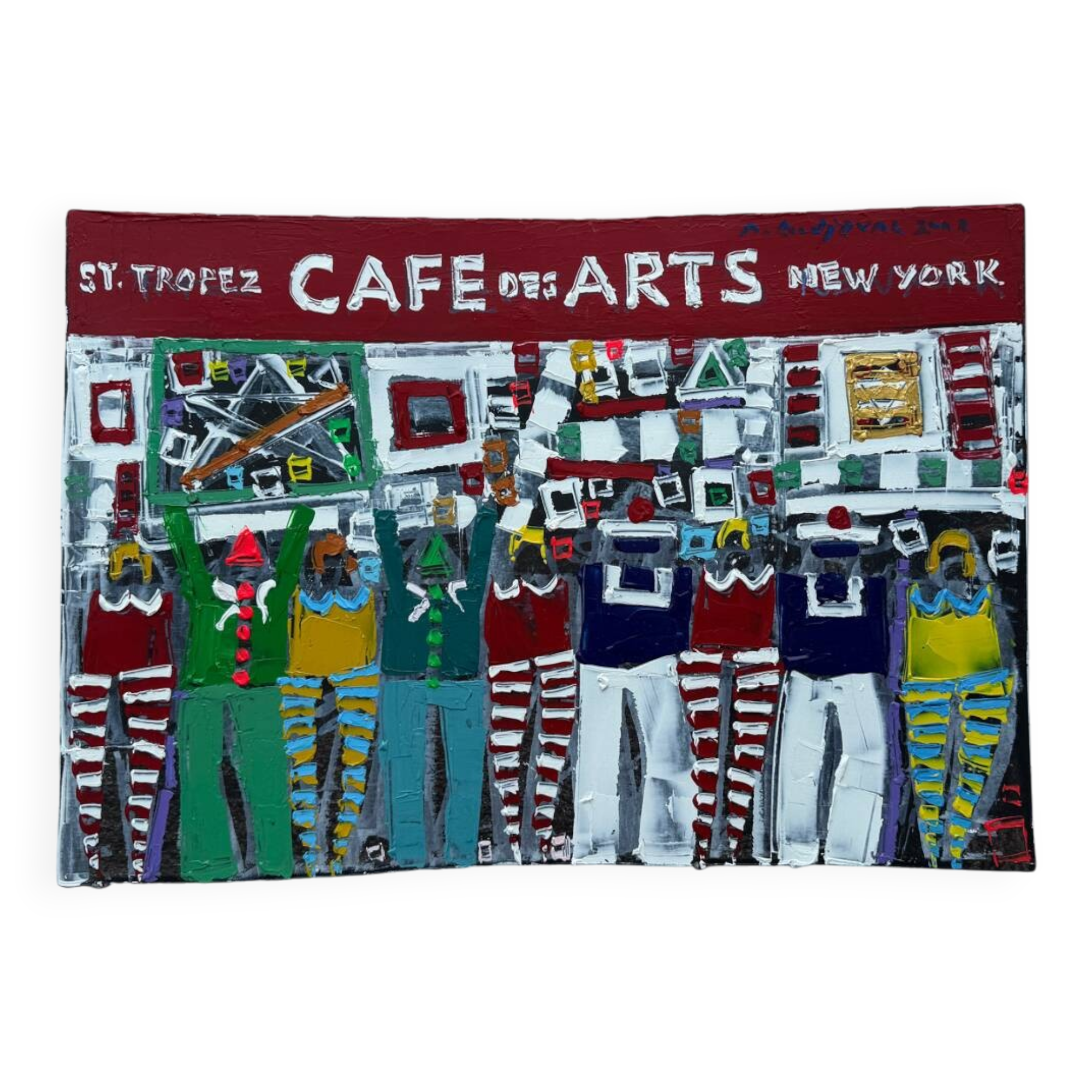 Michel Godjevac – Café des Arts (2008) Original painting signed and d