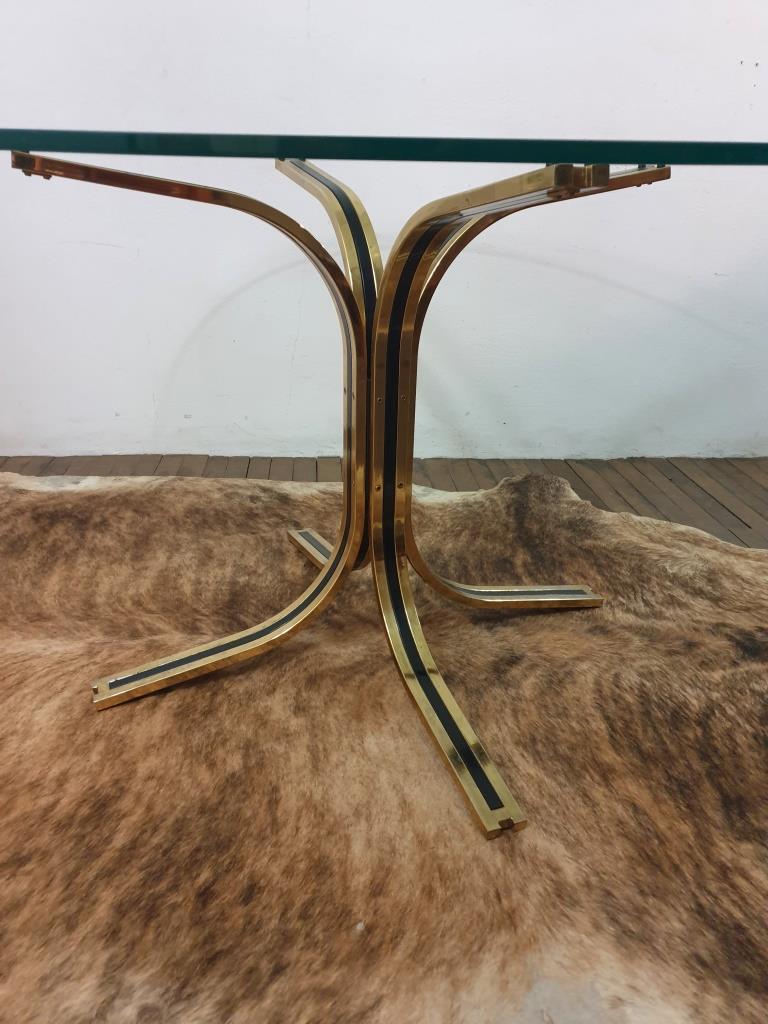 Glass round table - design 70s - Hollywood Regency