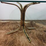 Glass round table - design 70s - Hollywood Regency