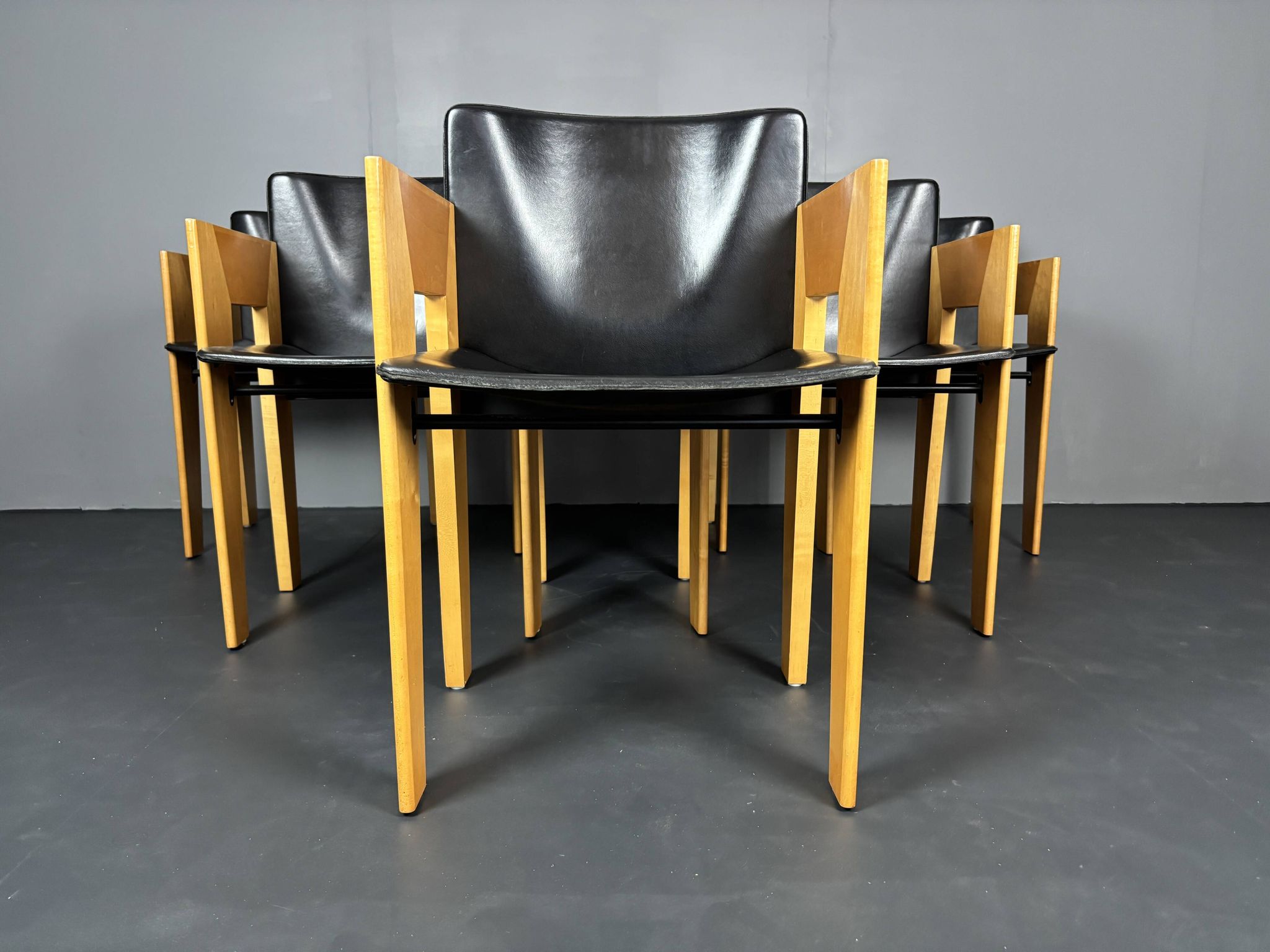 set 6 Modernist dining chairs by Arnold Merckx for Arco, Dutch design 1980s