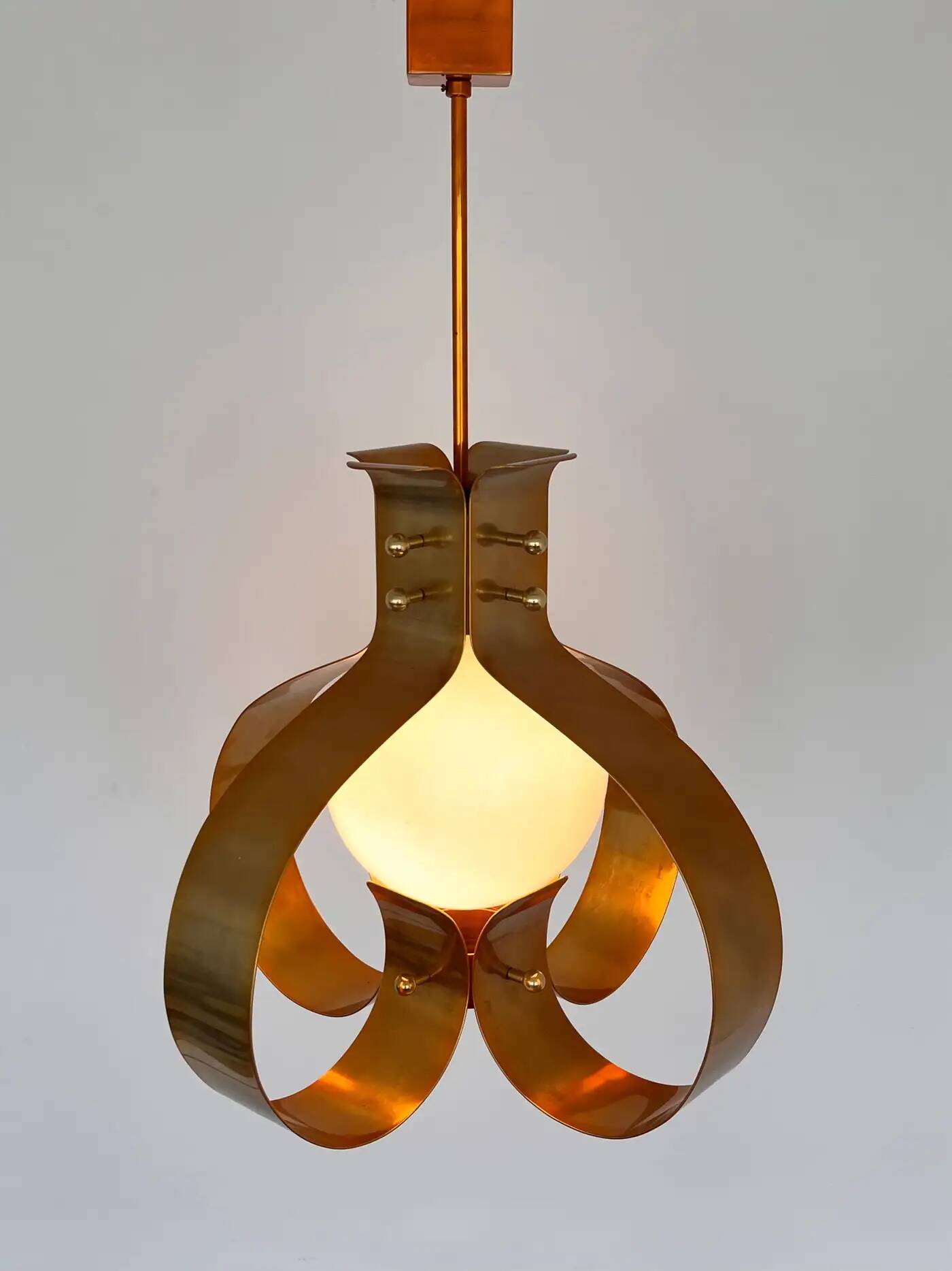 XXL pair of design mid-century large brass pendants / chandeliers - 1980s