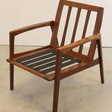 Mid century teak Armchair 'Mettmann' - reupholstered