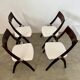 Set of 4 vintage 70s Italian design wooden and terry chairs