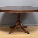 English Style Mahogany Extendable Pedestal Table - 1960