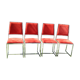 4 Chrome chairs in vintage orange velvet