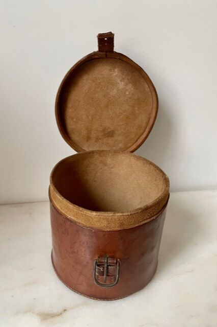 Leather collar box, circa 1900.
