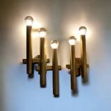 Paire d'appliques en laiton par Gaetano Sciolari pour Maison Boulanger, années 70