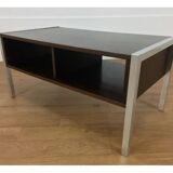 Coffee table wood and aluminum 70s