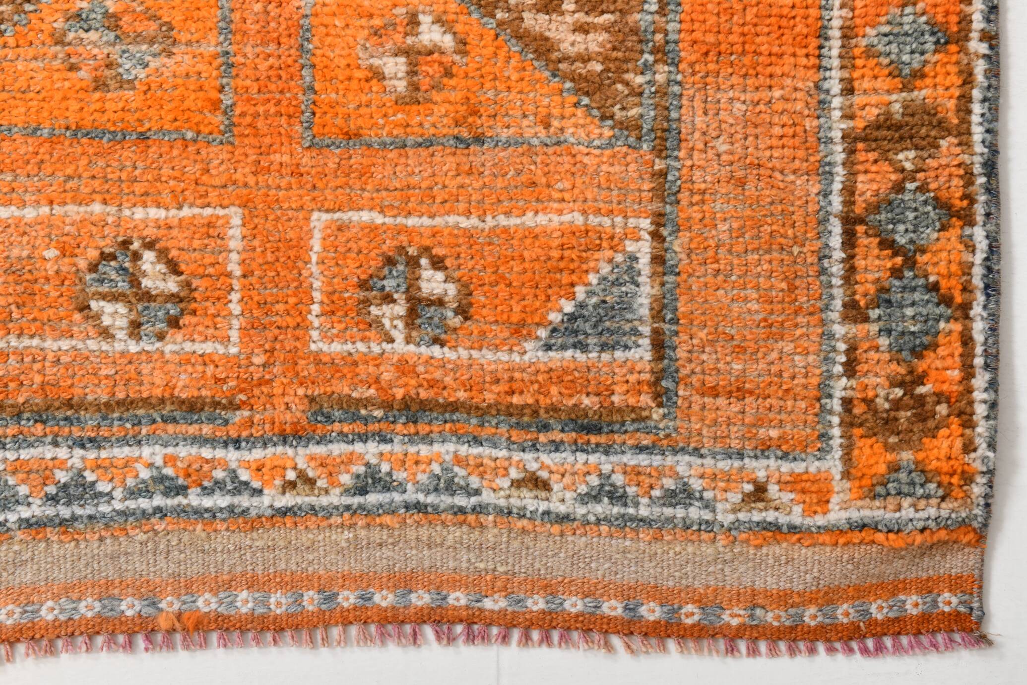 3x12 Rug For Laundry Orange Turkish Vintage Runner Rug, 95x370Cm SK 22033