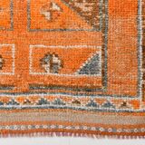 3x12 Rug For Laundry Orange Turkish Vintage Runner Rug, 95x370Cm SK 22033