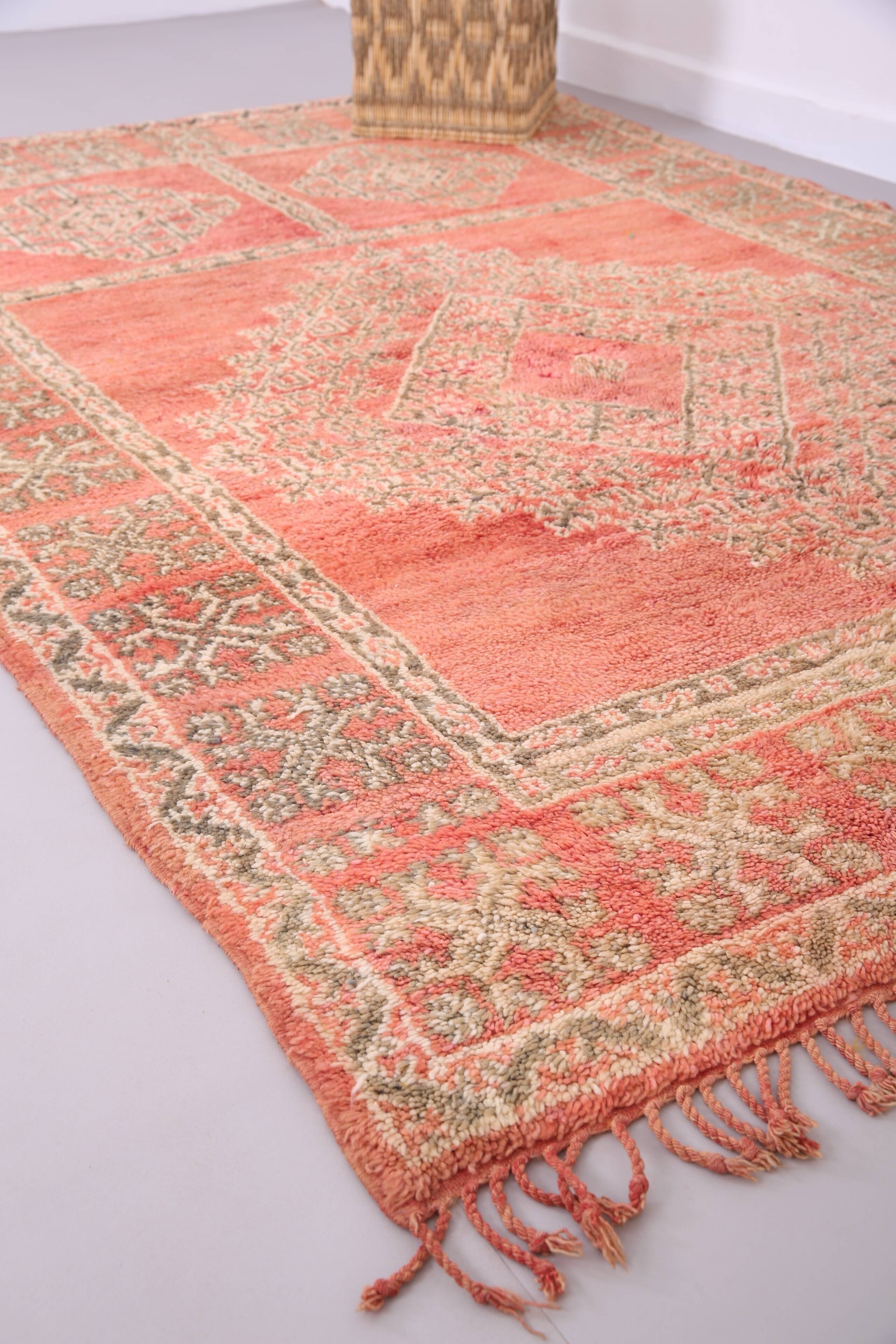 Pink Vintage Moroccan Rug 186 cm x 279 cm - Handmade Wool Rug - Berber Rug