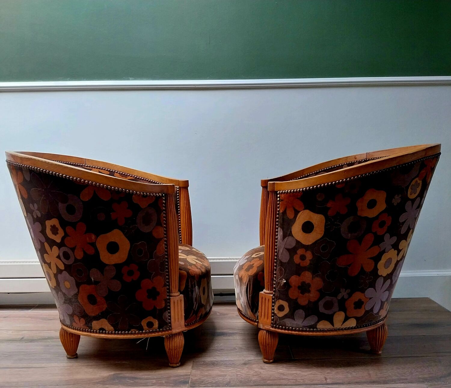 Paire de fauteuils corbeille 1920 1930