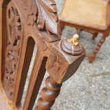 Carved antique chairs with rattan seat