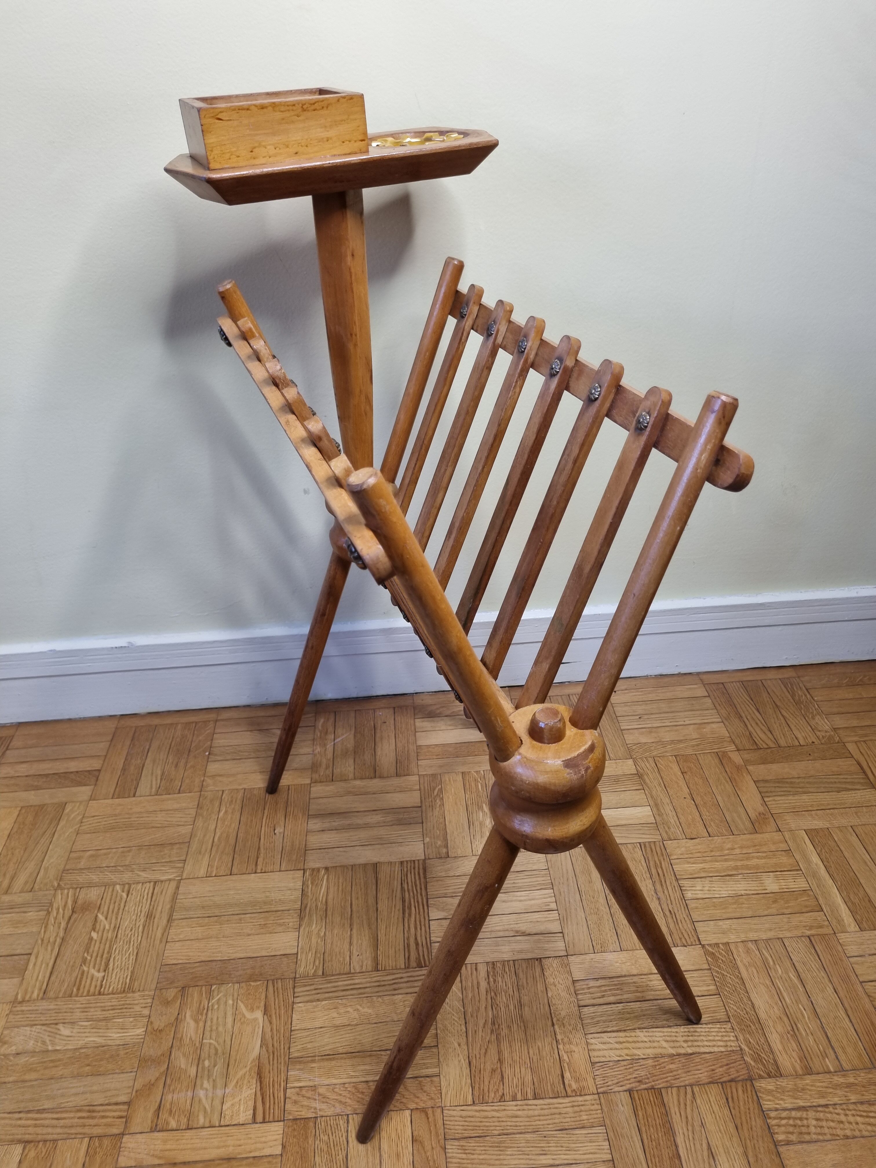 Magazine door and empty wooden pocket, vintage