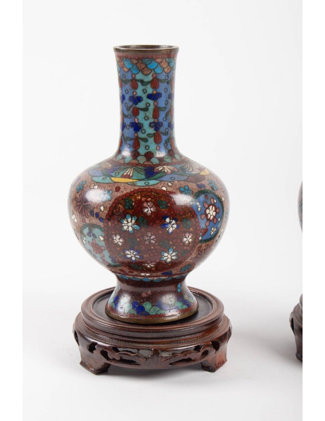 Pair of cloisonné bronze vases, china, xixth century