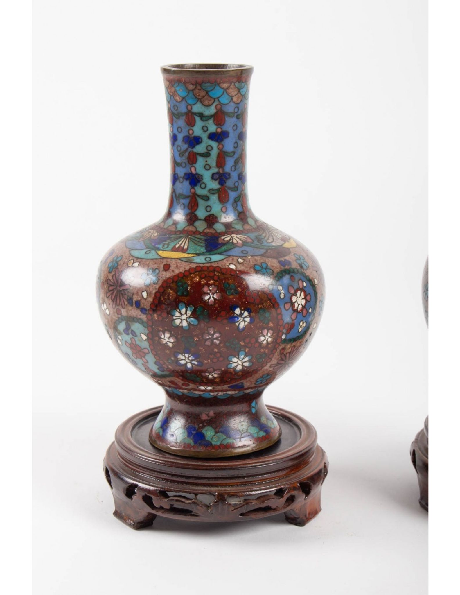 Pair of cloisonné bronze vases, china, xixth century