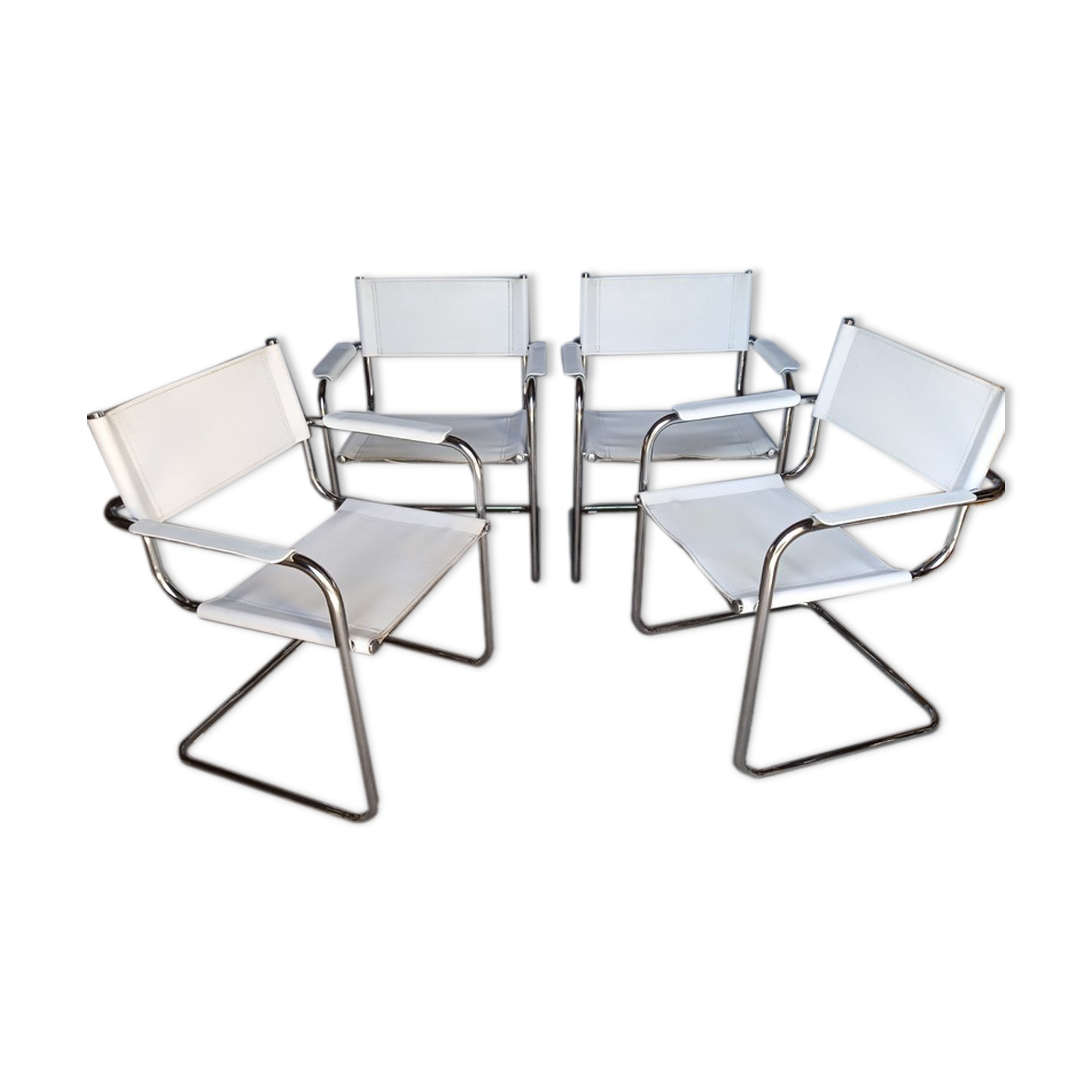 4 armchairs leather bauhaus design