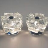 Pair of Murano Glass Cube Lamps Albano Polished for Poliarte 60's