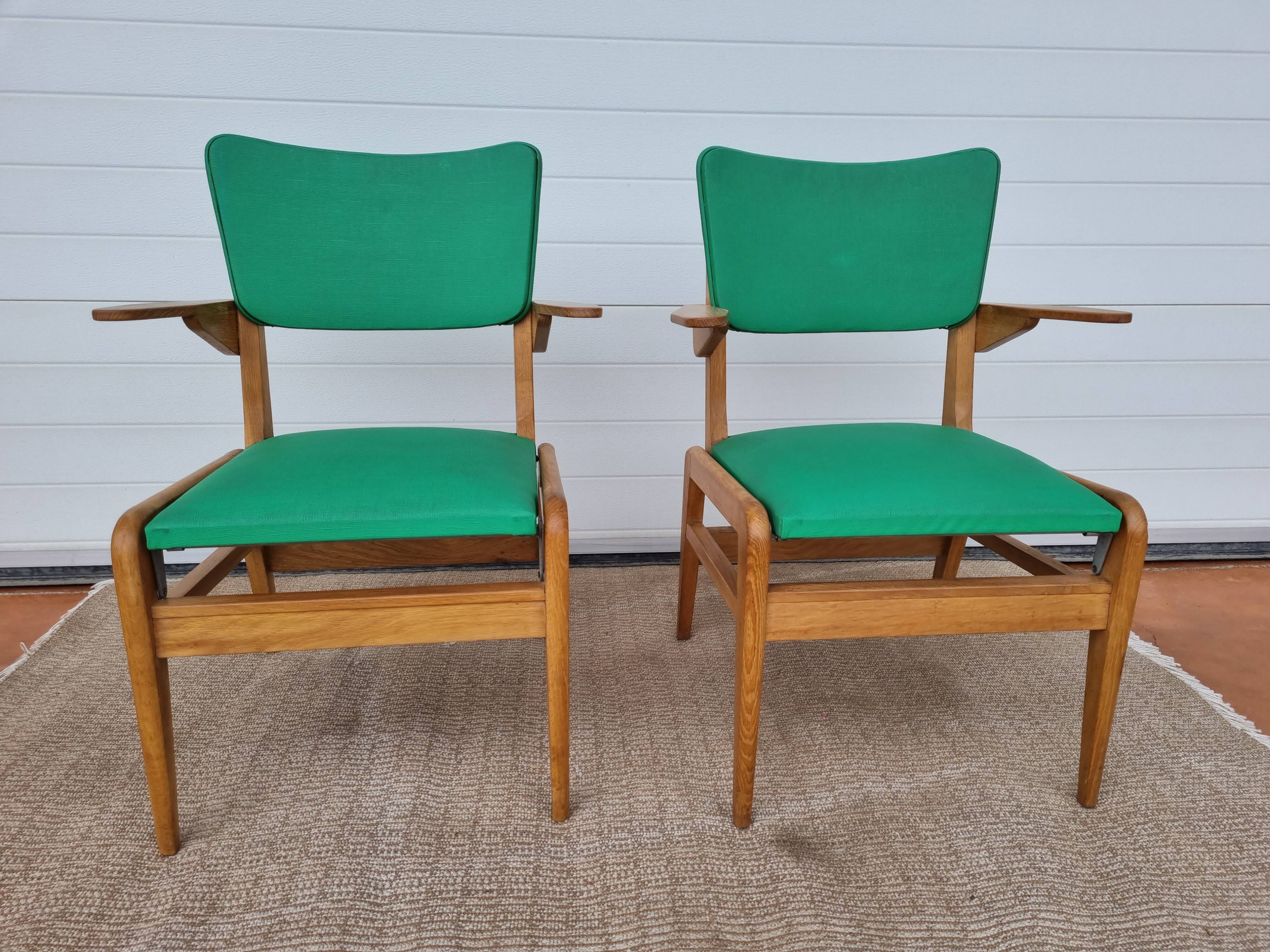 2 old scandinavian-style armchairs with 2 positions 50s