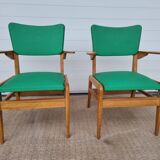 2 old scandinavian-style armchairs with 2 positions 50s