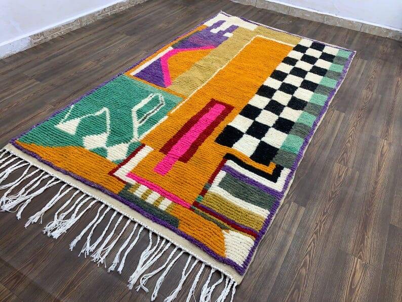 Tapis en laine naturelle fait main traditionnelle taille 150 x 250 cm