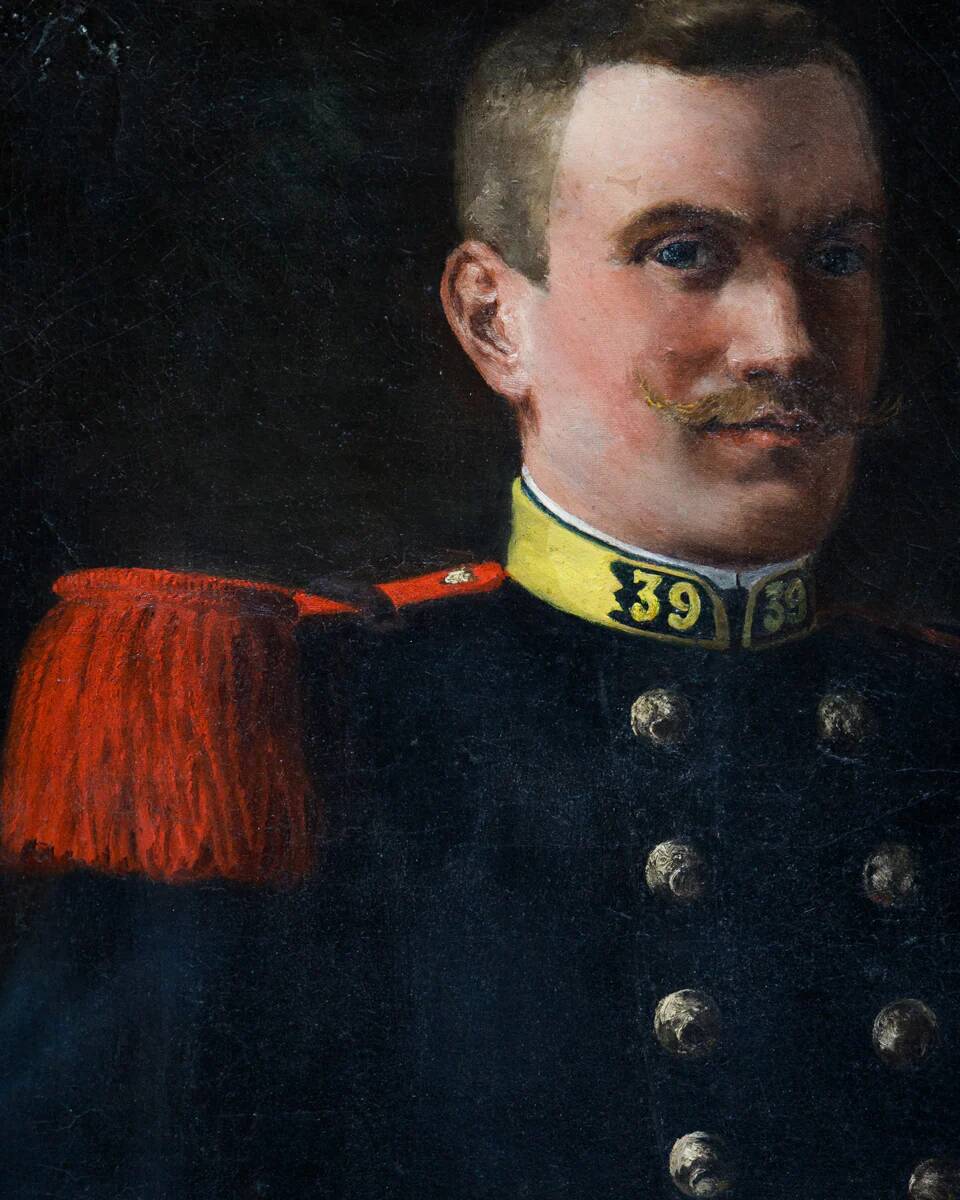 Portrait painting of a young French soldier, 1900