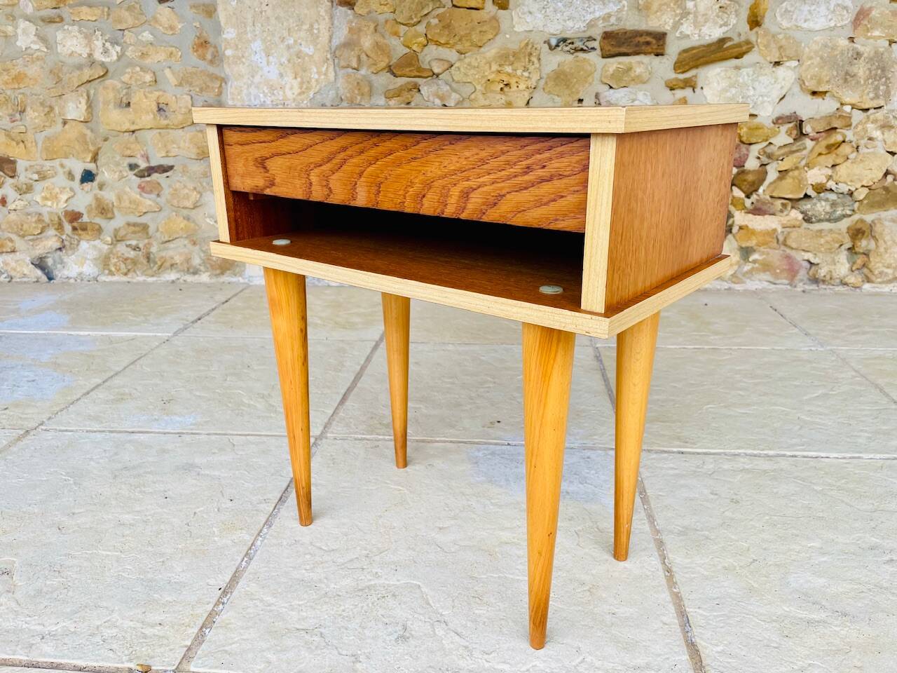 Vintage Scandinavian-style oak bedside table, circa 1960s/1970s