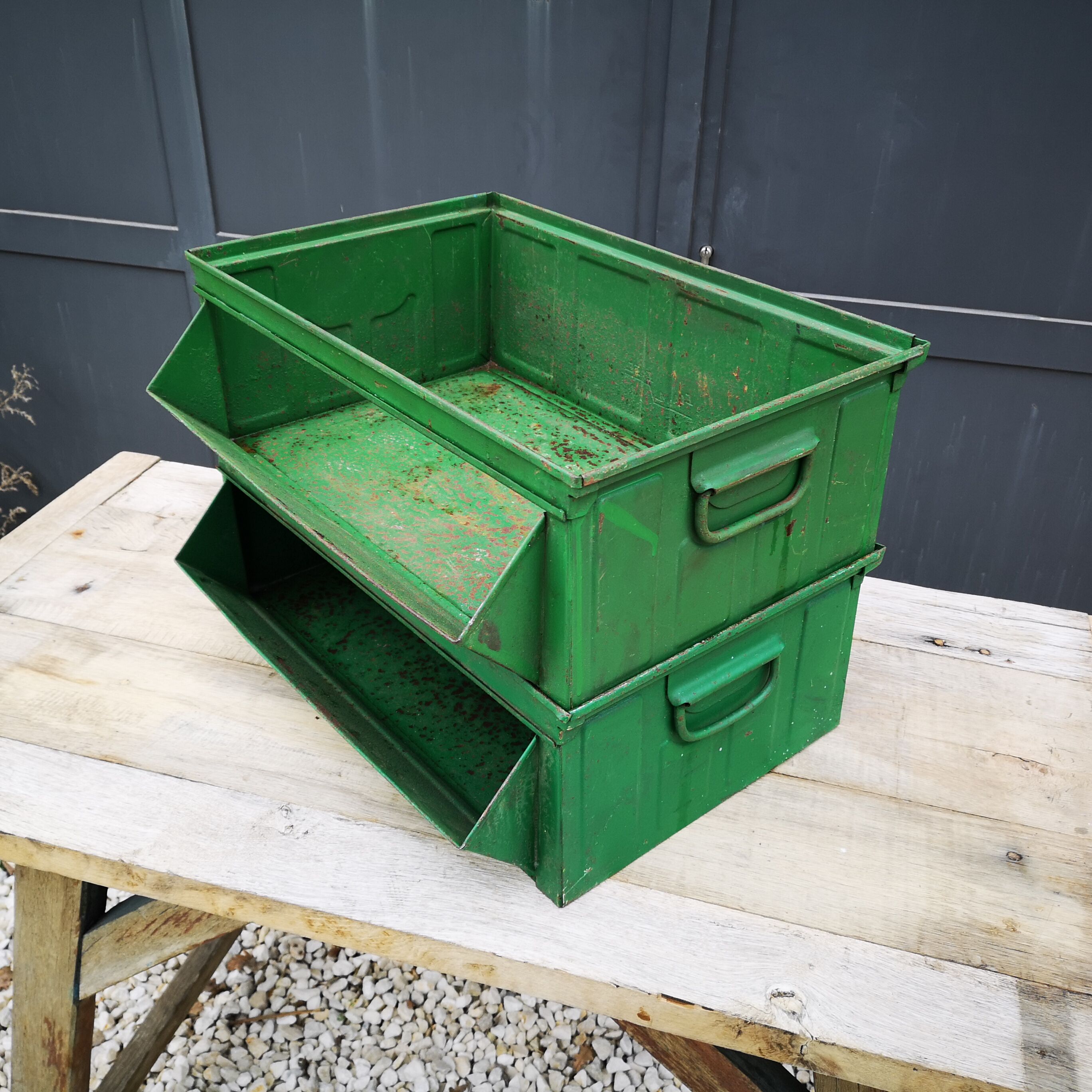 Pair of industrial storage crates