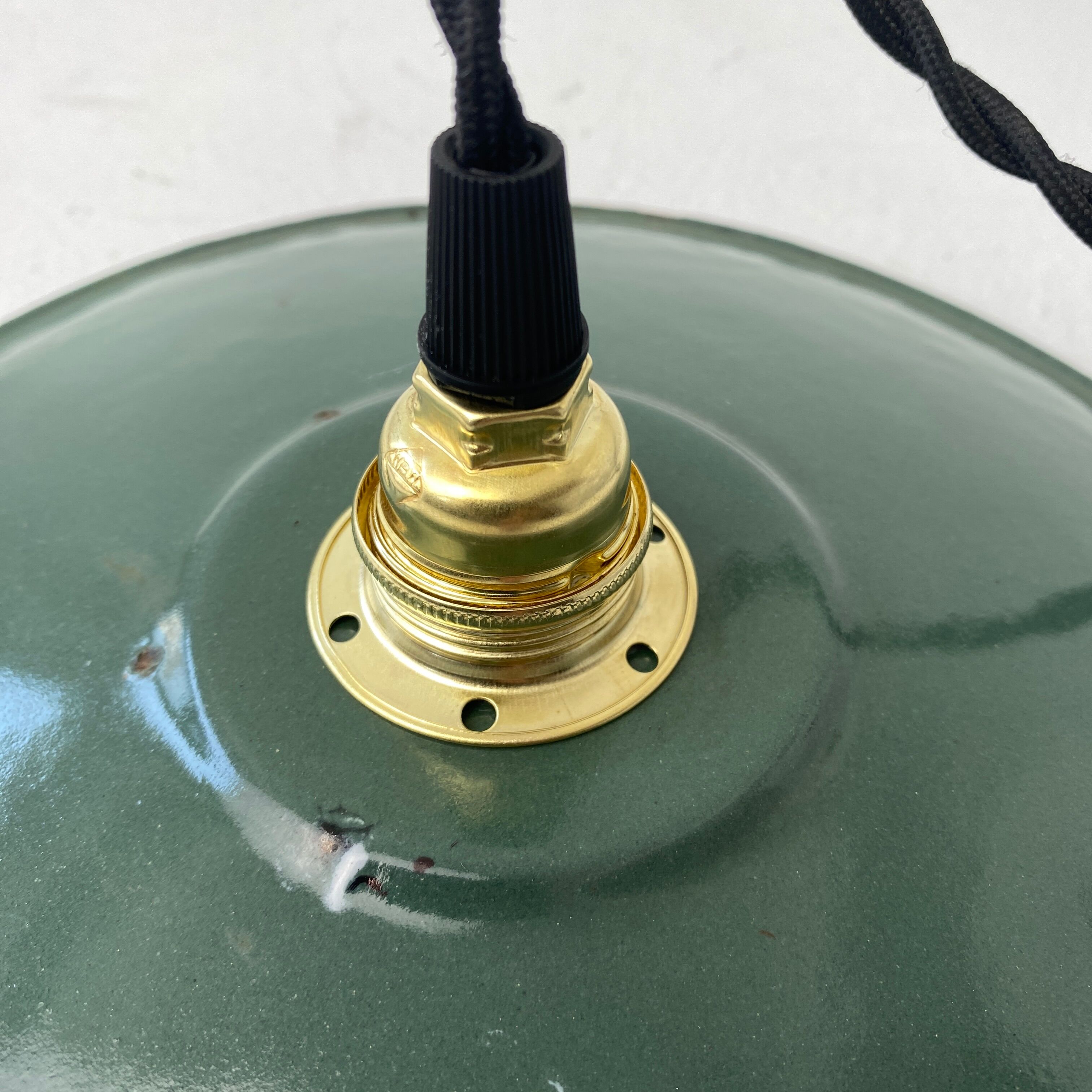 Old industrial blue grey enamelled suspension