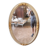 White and gold oval mirror 101X70