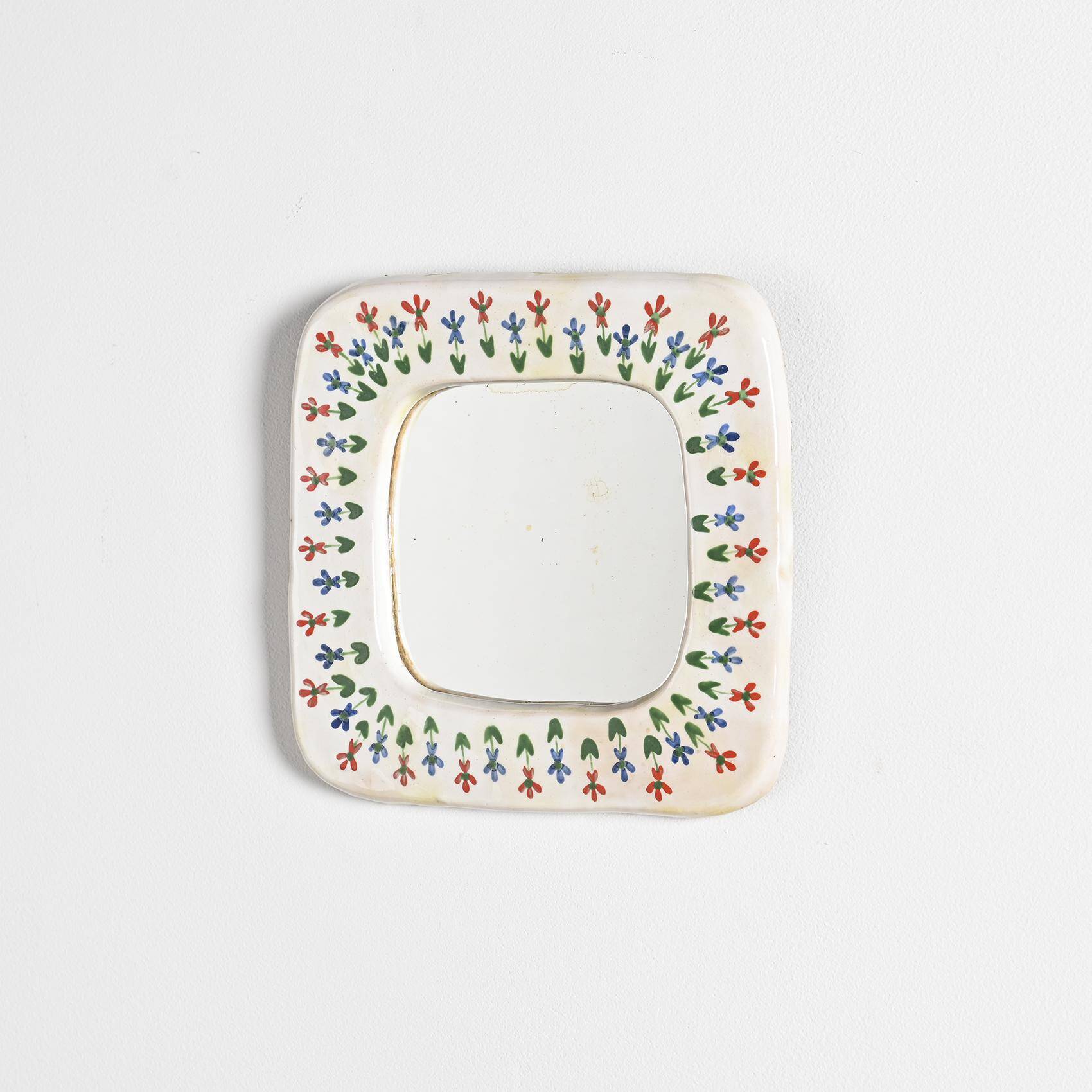 Ceramic mirror, Les Quatre Potiers, France circa 1965
