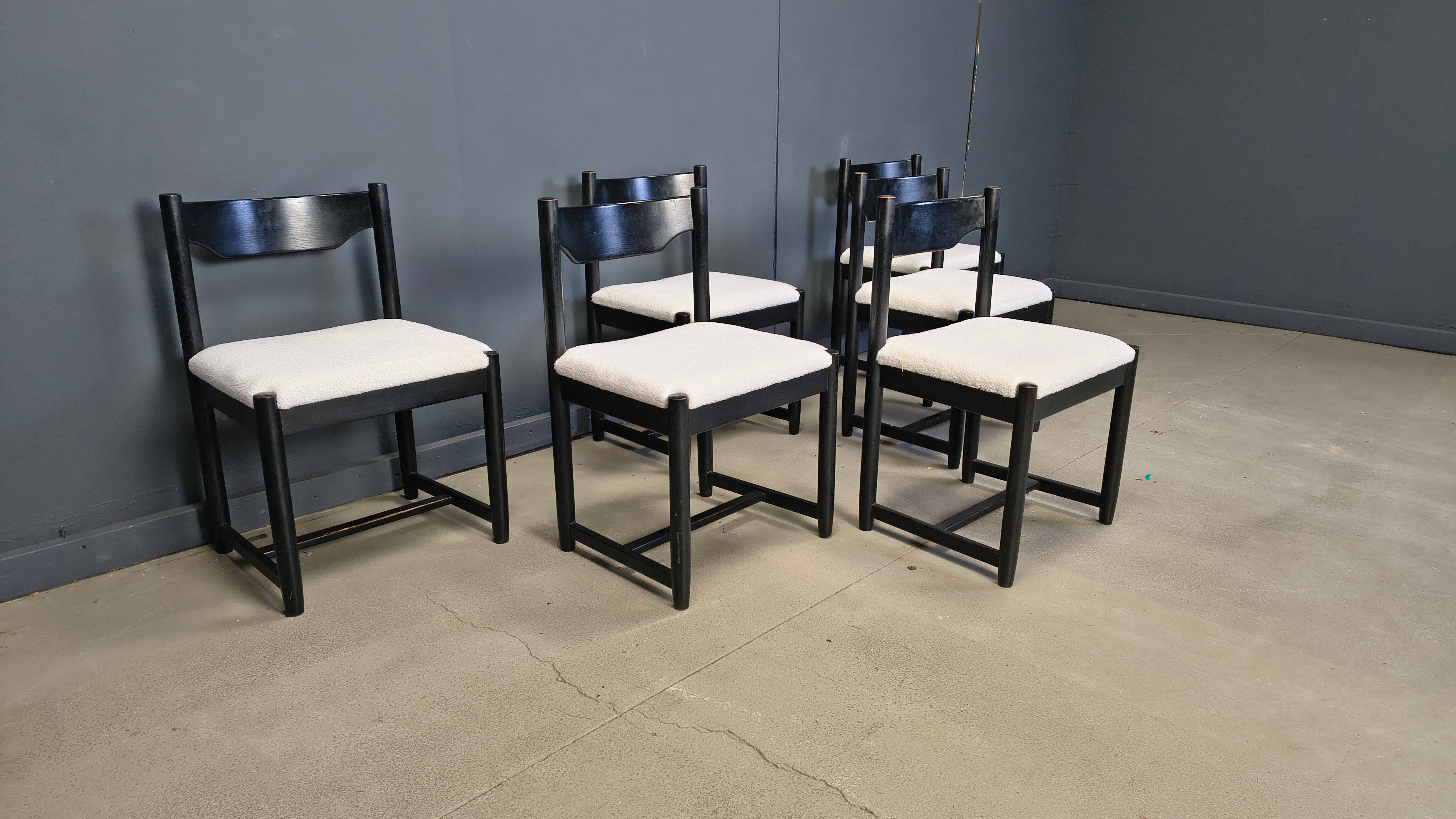 Vintage black wooden dining chairs, 1970s