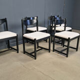 Vintage black wooden dining chairs, 1970s