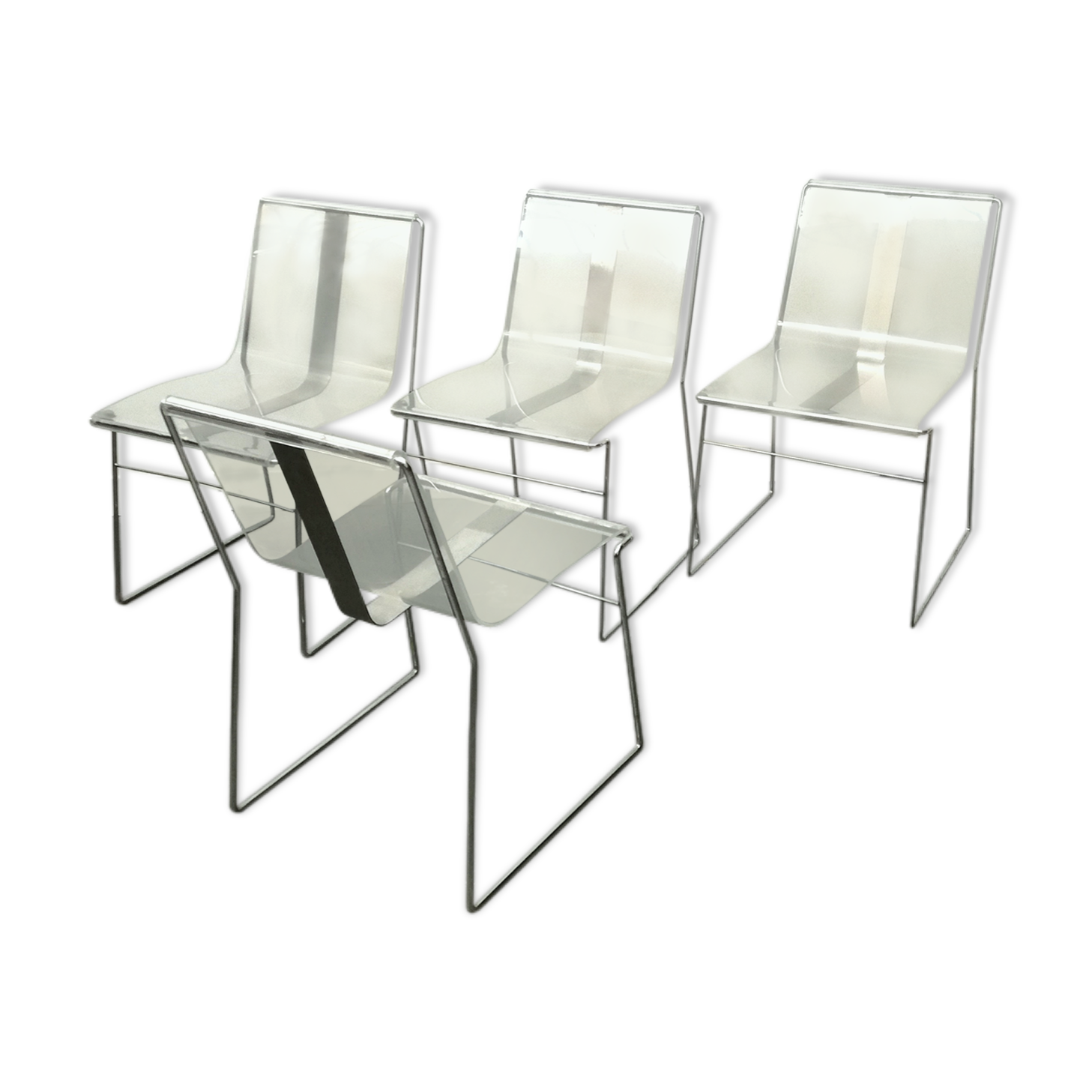 Filglass chairs by Jacques Charpentier plexi 1970