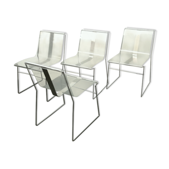 Filglass chairs by Jacques Charpentier plexi 1970