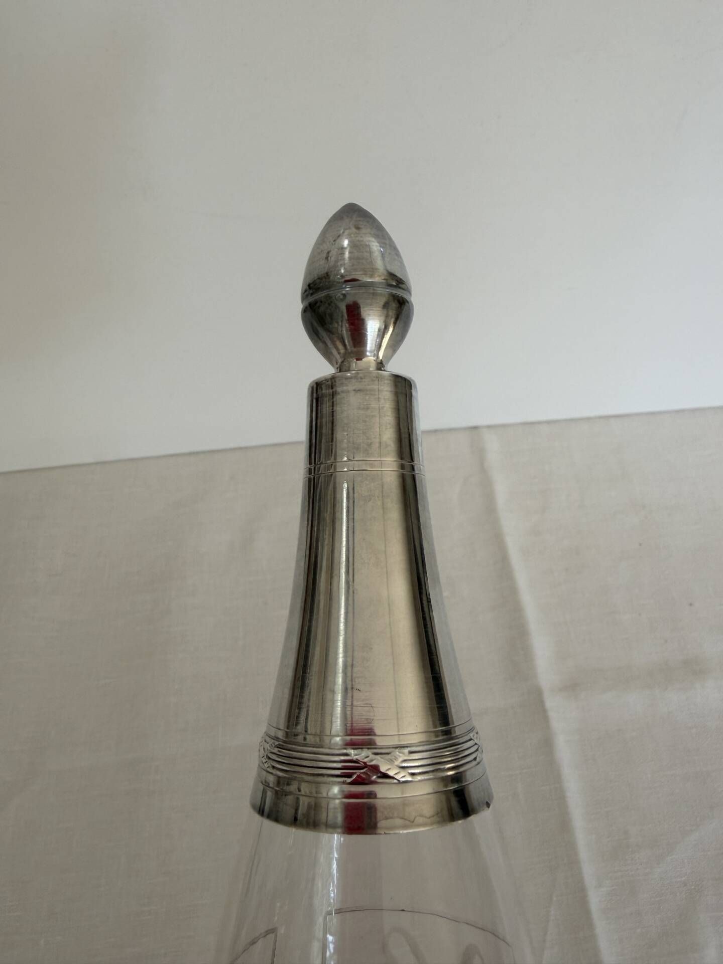 Cut glass and silver carafe