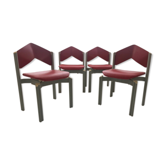 Ensemble de 4 chaises modernes poste italien vintage 1980