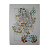 Illustrated map of the Auvergne Region of France Jacques Liozu