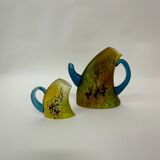 Kjell Engman for Kosta Boda Sweden Tea pot and mug Art glass , 1980's