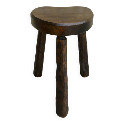 Tabouret tripode en bois massif, vers 1960