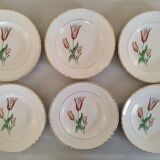 Old earthenware hollow plates Moulin des loups Orchies vintage tulip model