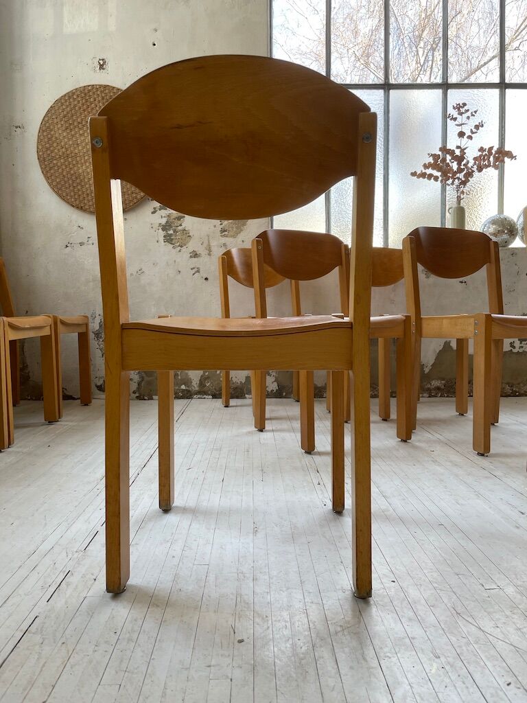 12 80s beech chairs