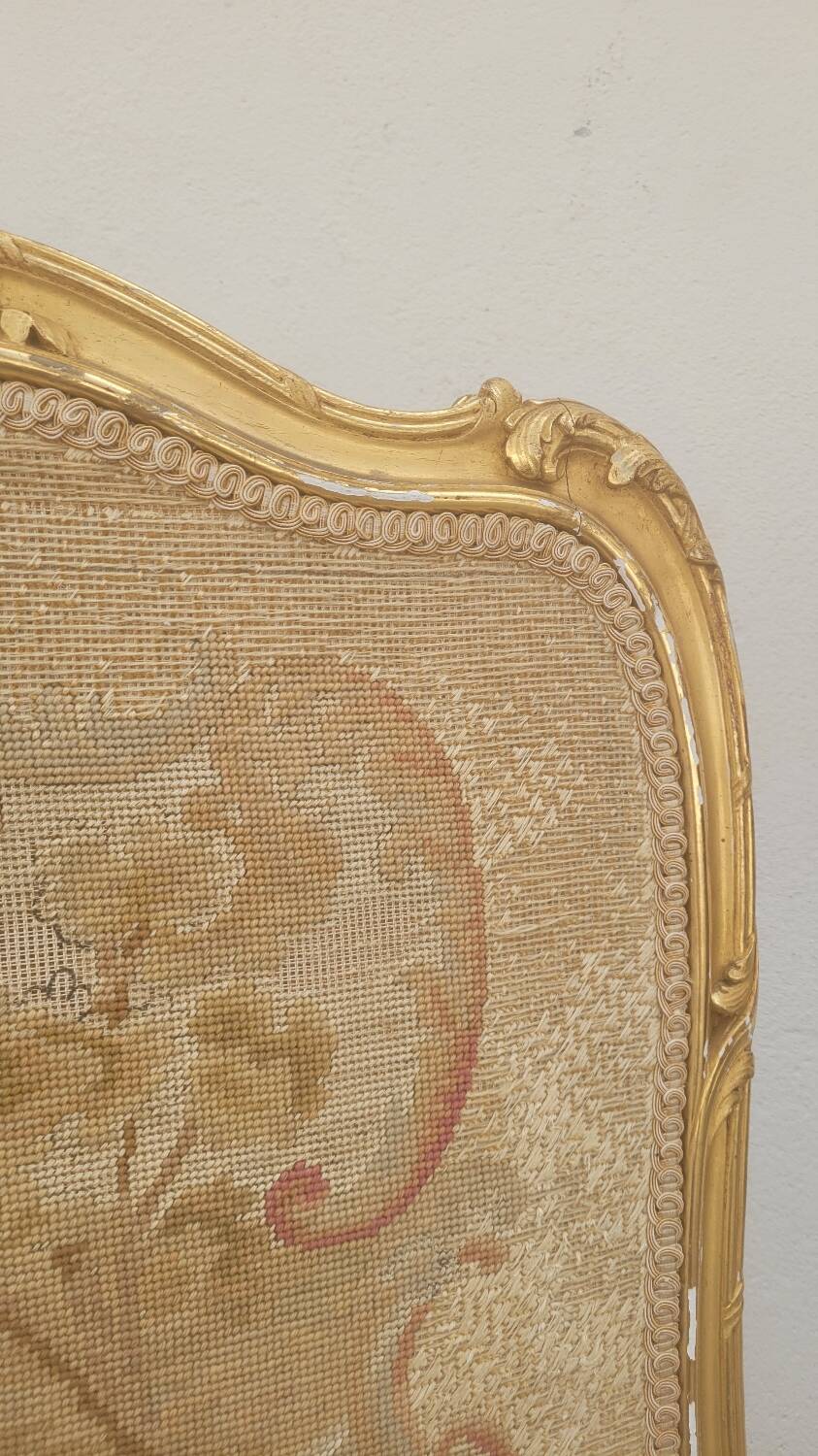 Louis xv style fireplace screen fire screen in gilded wood 19th century tapestry