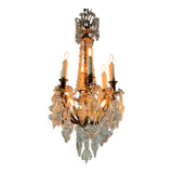 Gilt bronze cage chandelier decorated with cut crystal pendants circa 1900