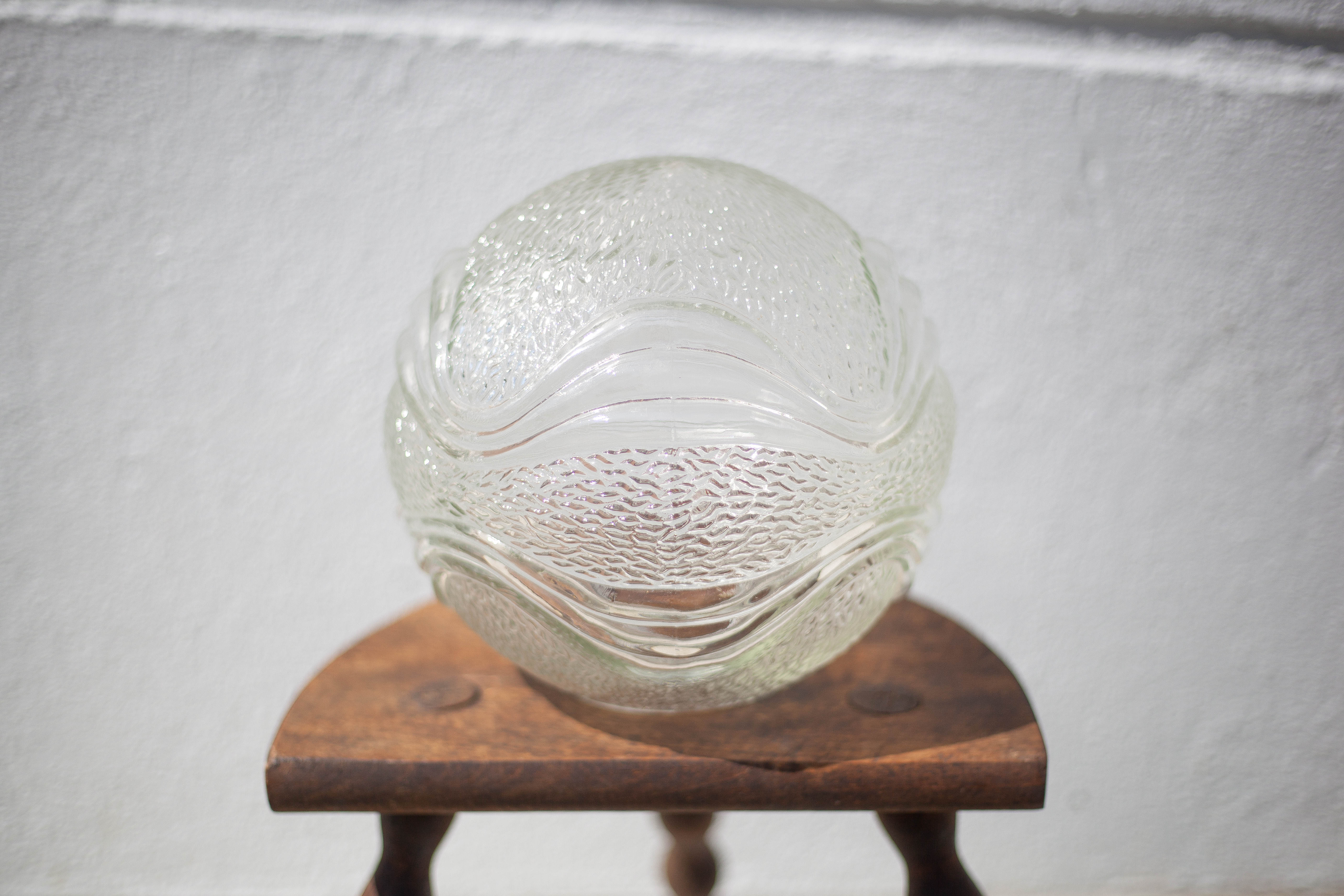 Globe ball, glass globe, glass lampshade, patterned globe, globe for suspension, 70's