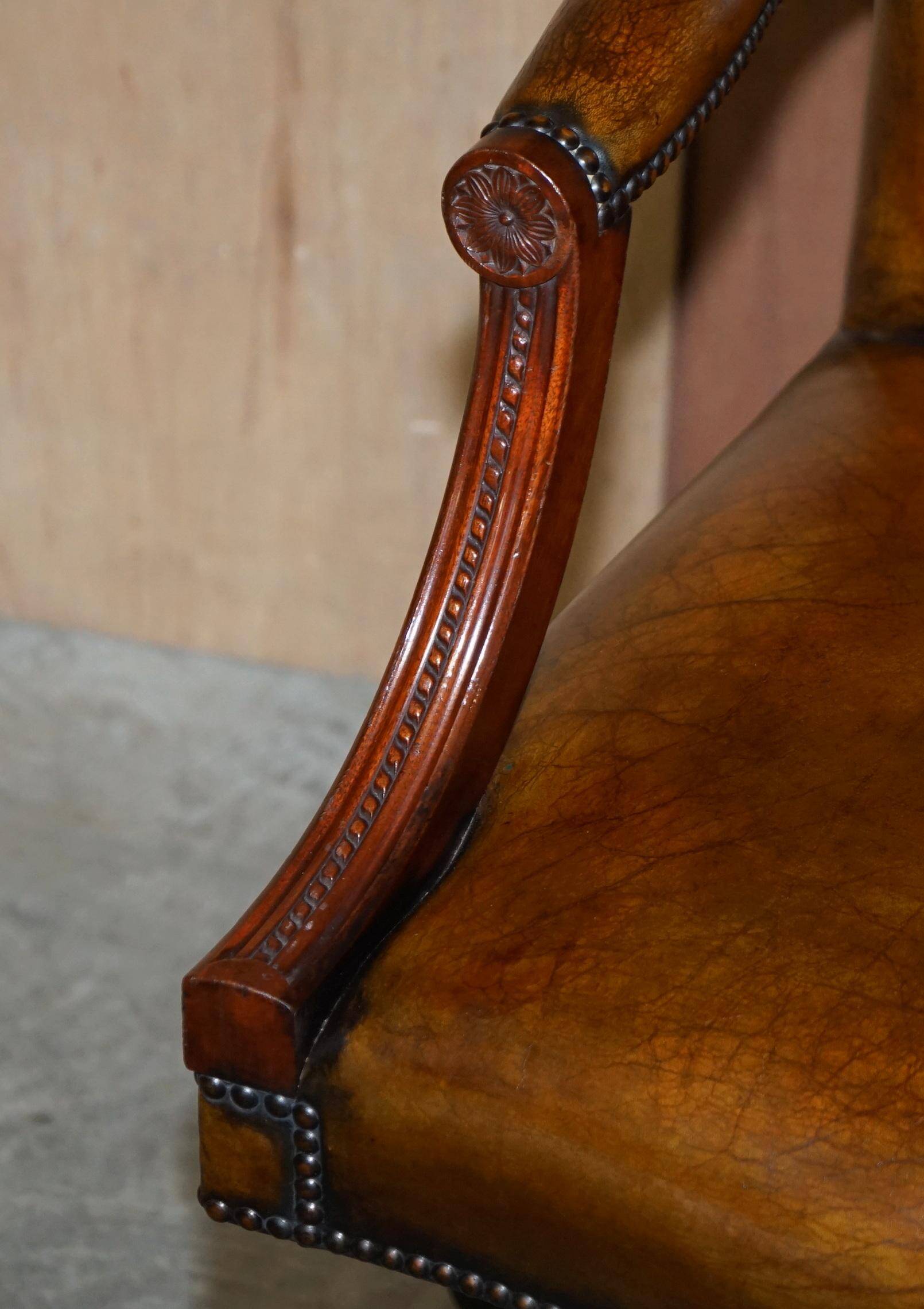 Restored vintage executive chair, leather, oak frame.