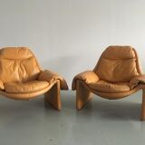 Set of 2 chairs P60 with ottoman by Vittorio Introini for Saporiti 1960