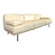 Cream leather 4-seater sofa