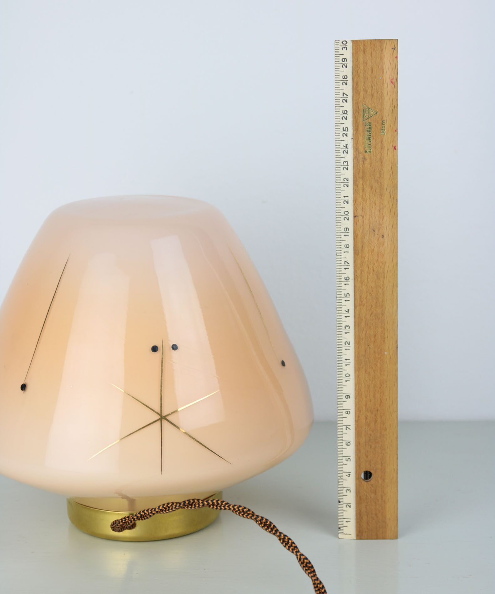 Midcentury glass & brass table lamp