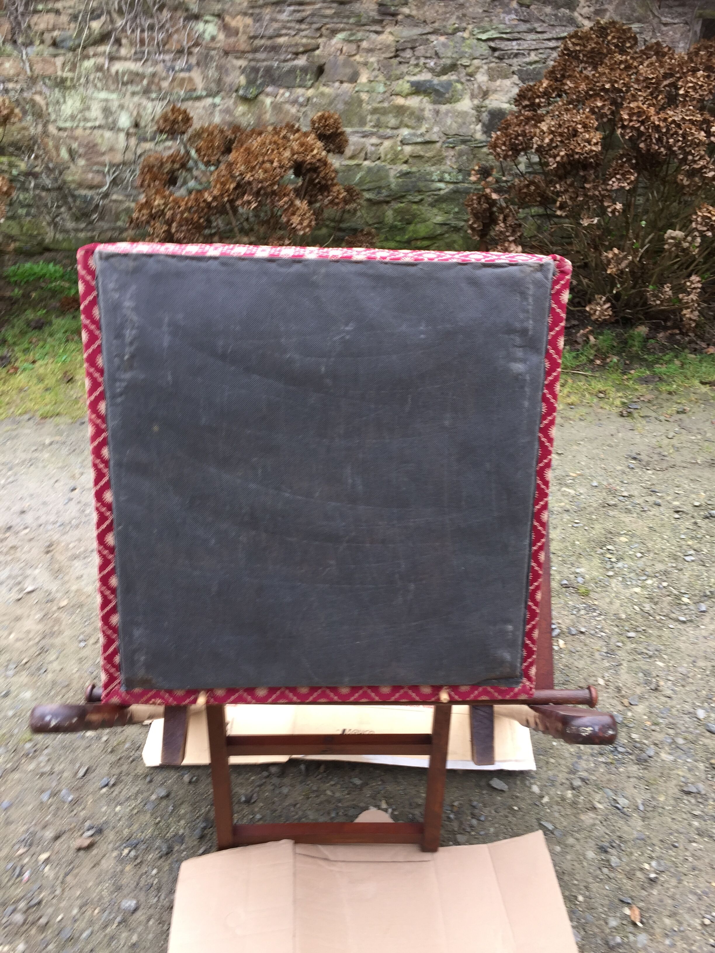 Vintage morris armchair in beech and fabric bordeaux napoleon iii